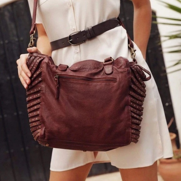 AMSTERDAM HERITAGE EDGY BLACK LEATHER STUDDED CONVERTIBLE BAG EUC - Picture 2 of 11